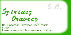 sziriusz oravecz business card